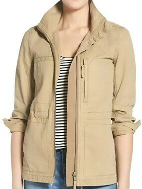 Madewell Fleet Jacket Zip Up Long Sleeve Utility Tan Size XS